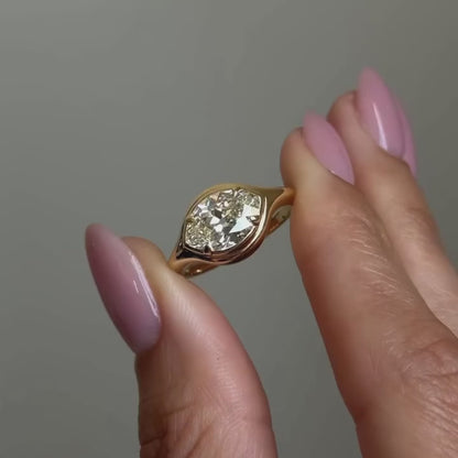 ANSTER Jewelry 18K Gold Ring 3ct VS1 CVD Fancy Lab Grown Diamond Ring with IGI