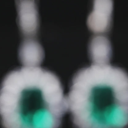 ANSTER JEWELRY 10.06 CTW Asscher Lab Grown Emerald 18K Gold Earrings