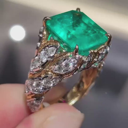 ANSTER Jewelry Customize Lab Grown Gemstone 18K Gold Lab Emerald Ring