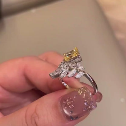 ANSTER Jewelry Platinum PT950 Ring 1ct VVS Fancy Lab Grown Diamond Ring with IGI