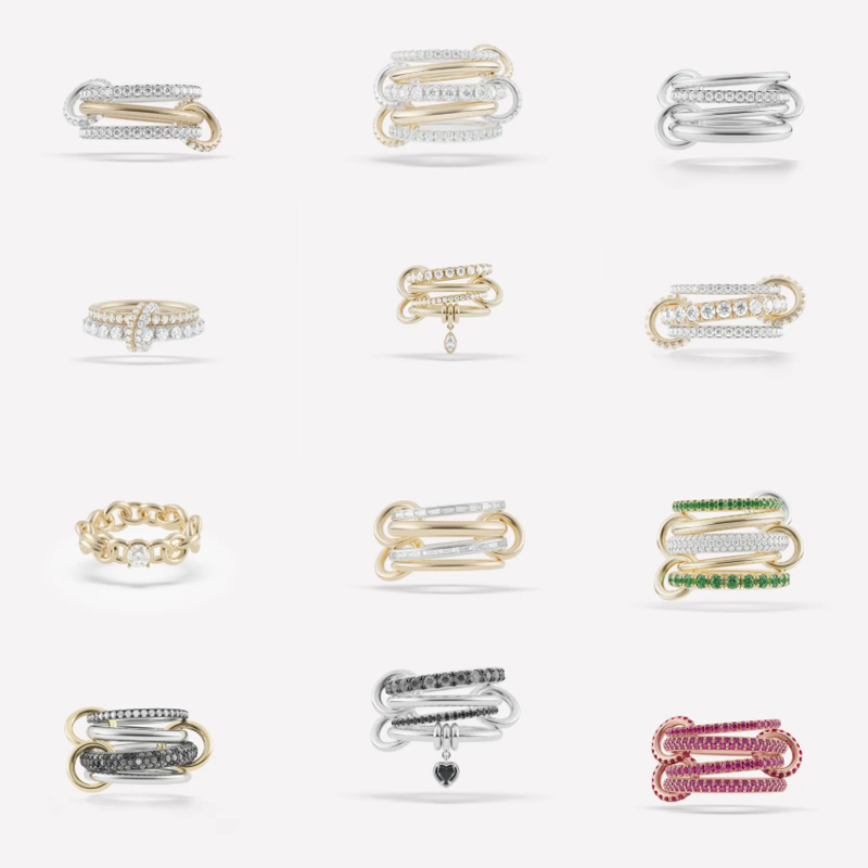 ANSTER Wholesales Price 18K Gold Four Rings Alternating Bands Lab Grown Diamond Ring with IGI Same style as Rose's