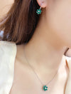 ANSTER JEWELRY 0.96CTW Pear Cut Lab Grown Emerald 18K Gold Necklace For Women