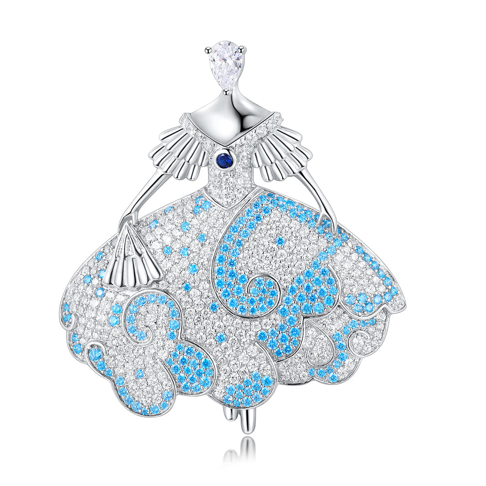 دبوس بروش أنيق من الفضة الإسترليني عيار 925 من ANSTER Jewelry، مصنوع من أحجار كريمة مزروعة في المختبر