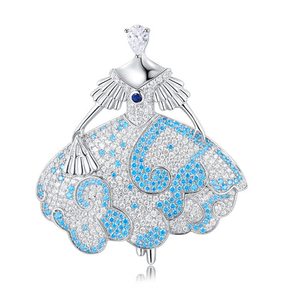 دبوس بروش أنيق من الفضة الإسترليني عيار 925 من ANSTER Jewelry، مصنوع من أحجار كريمة مزروعة في المختبر