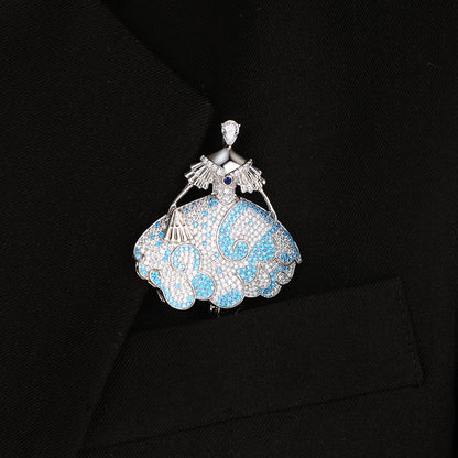دبوس بروش أنيق من الفضة الإسترليني عيار 925 من ANSTER Jewelry، مصنوع من أحجار كريمة مزروعة في المختبر