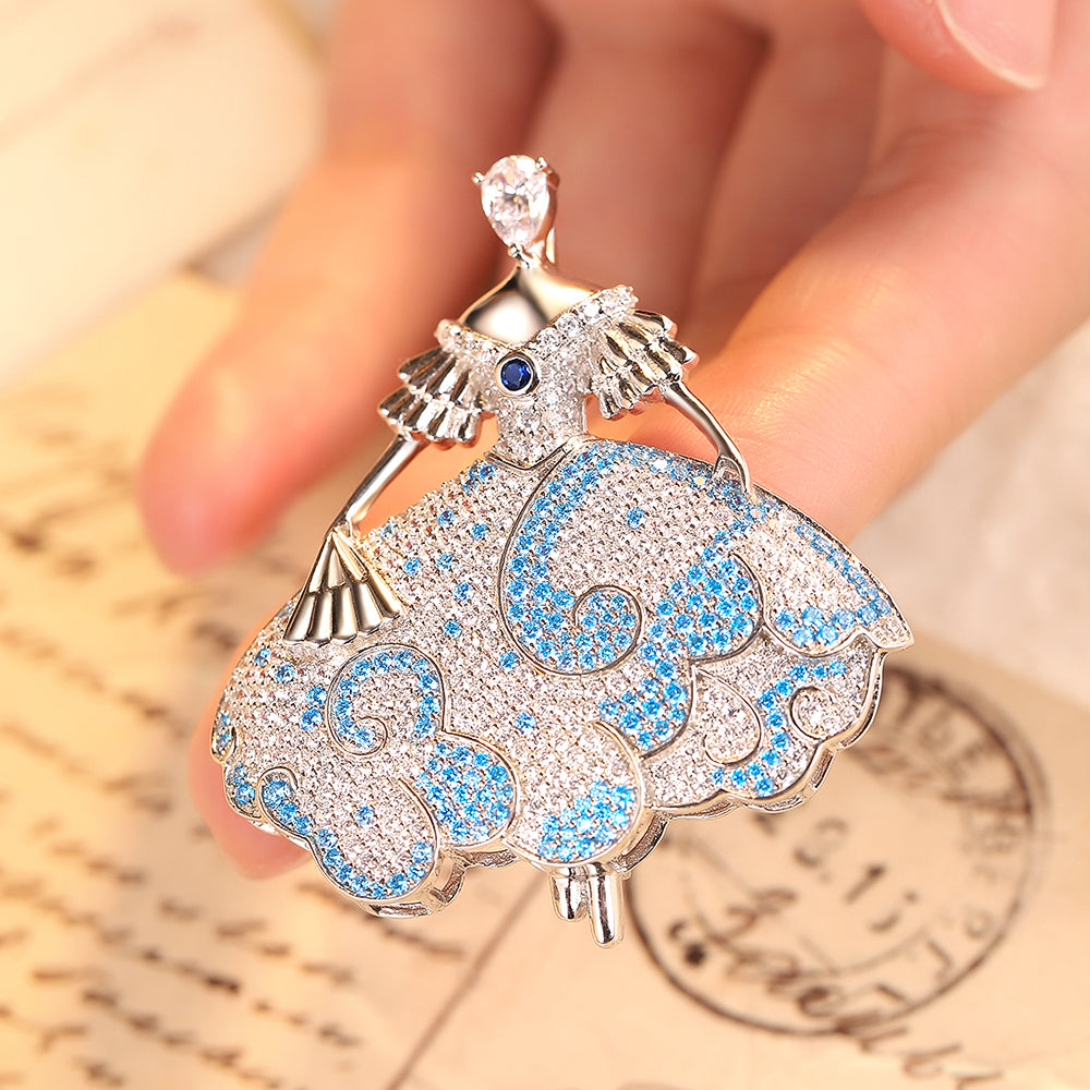 دبوس بروش أنيق من الفضة الإسترليني عيار 925 من ANSTER Jewelry، مصنوع من أحجار كريمة مزروعة في المختبر