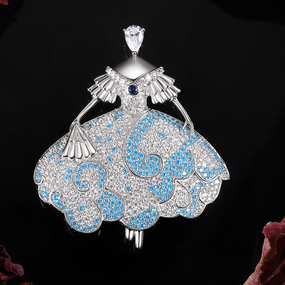 دبوس بروش أنيق من الفضة الإسترليني عيار 925 من ANSTER Jewelry، مصنوع من أحجار كريمة مزروعة في المختبر