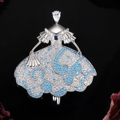 دبوس بروش أنيق من الفضة الإسترليني عيار 925 من ANSTER Jewelry، مصنوع من أحجار كريمة مزروعة في المختبر