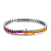 سوار ANSTER JEWELRY من سلسلة التنس بأحجار قوس قزح الكريمة البلاتيني PT950 المصنوع في المختبر