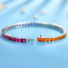 ANSTER JEWELRY Rainbow Gemstone Tennis Chain Platinum PT950 Lab Grown Bracelet