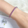 ANSTER JEWELRY Single Row Halo Rainbow Gemstone Tennis Platinum PT950 Lab Grown Bracelet