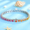 ANSTER JEWELRY Single Row Halo Rainbow Gemstone Tennis Platinum PT950 Lab Grown Bracelet