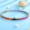 ANSTER JEWELRY Rainbow Gemstone Tennis Platinum PT950 Lab Grown Bracelet for Women