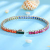 ANSTER JEWELRY Rainbow Gemstone Tennis Platinum PT950 Lab Grown Bracelet for Women