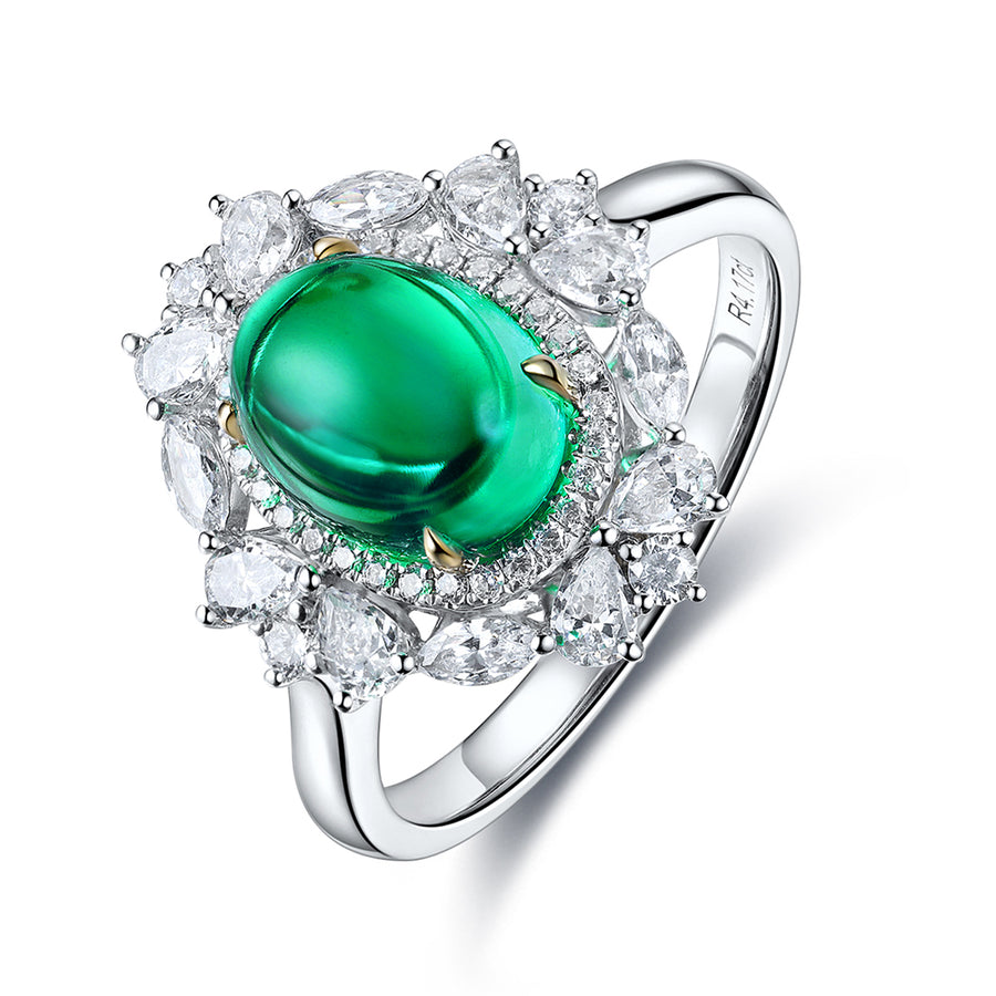 ANSTER JEWELRY 3 CTW Round Lab Grown Emerald 18K Gold Ring