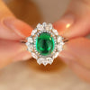 ANSTER JEWELRY 3 CTW Round Lab Grown Emerald 18K Gold Ring