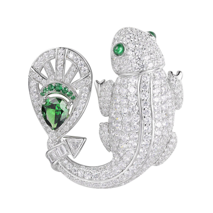 بروش ذهب عيار 18 قيراط من ANSTER JEWELRY على شكل سمكة لطيفة مرصع بأحجار كريمة مخبرية