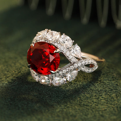 4.8 CTW Oval Lab Grown Ruby S925 Ring plated