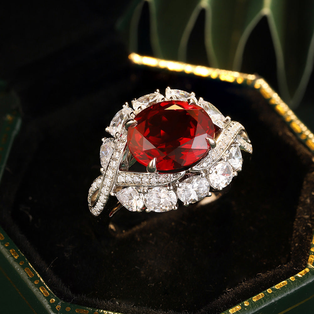 4.8 CTW Oval Lab Grown Ruby S925 Ring plated