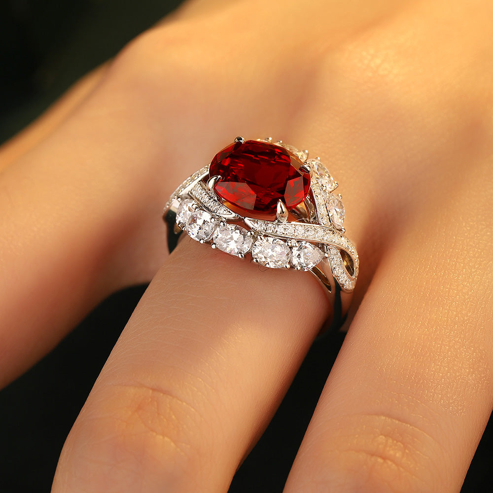 4.8 CTW Oval Lab Grown Ruby S925 Ring plated