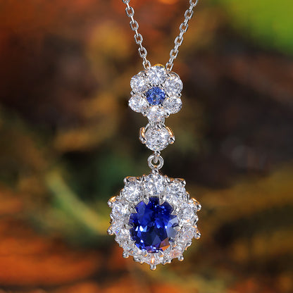 ANSTER JEWELRY 2.835ct Luxury Lab Grown Sapphire 925 Silver Necklace