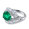 ANSTER JEWELRY 3.42 CTW Oval Lab Grown Emerald 18K Gold Ring plated Eye Design