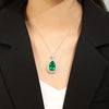 ANSTER JEWELRY 11 CTW Pear Lab Grown Emerald 18K Gold Necklace