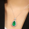 ANSTER JEWELRY 11 CTW Pear Lab Grown Emerald 18K Gold Necklace