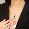ANSTER JEWELRY 11 CTW Pear Lab Grown Emerald 18K Gold Necklace