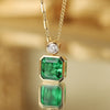 ANSTER JEWELRY 1.84 CTW Asscher Lab Grown Emerald 18K Gold Necklace