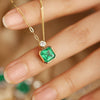 ANSTER JEWELRY 1.84 CTW Asscher Lab Grown Emerald 18K Gold Necklace