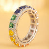 ANSTER JEWELRY Rainbow Lab Grown Gemstone Eternity BandWomen Gift