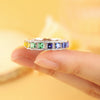 ANSTER JEWELRY Rainbow Lab Grown Gemstone Eternity BandWomen Gift