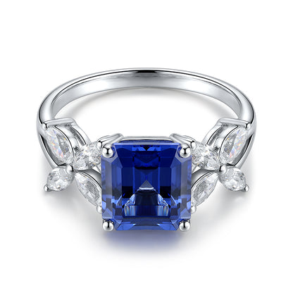 Anel S925 de safira de laboratório de 3,447 ct