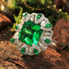 ANSTER JEWELRY 3.5 CTW Victorian Lab Grown Emerald 9K Gold Ring