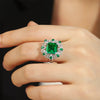 ANSTER JEWELRY 3.5 CTW Victorian Lab Grown Emerald 9K Gold Ring
