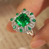 ANSTER JEWELRY 3.5 CTW Victorian Lab Grown Emerald 9K Gold Ring