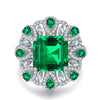 ANSTER JEWELRY 3.5 CTW Victorian Lab Grown Emerald 9K Gold Ring