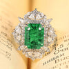 ANSTER JEWELRY 3.18 CTW Victorian Lab Grown Emerald 18K Gold Ring